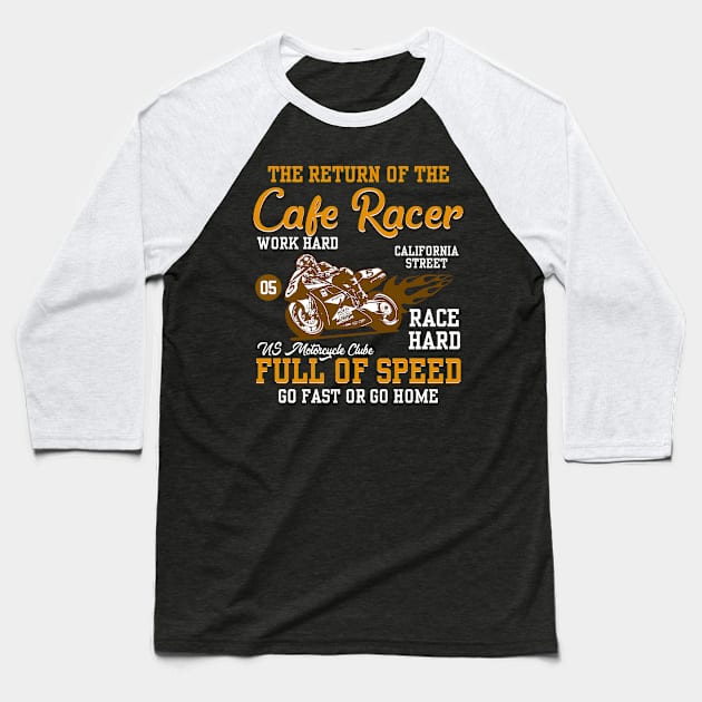 The Return Of The Cafe Racer Baseball T-Shirt by paola.illustrations